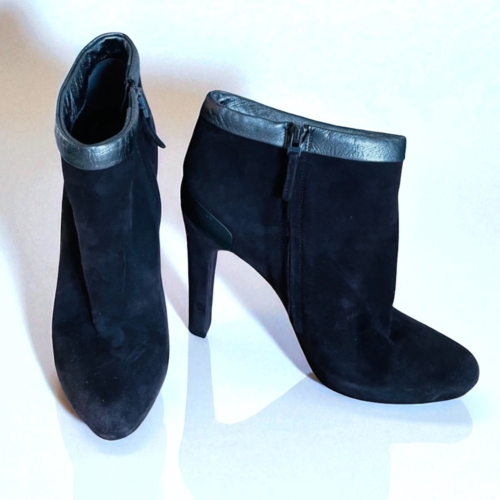 FENDI Brown Suede Metallic Trim Bootie Shoes Size 38